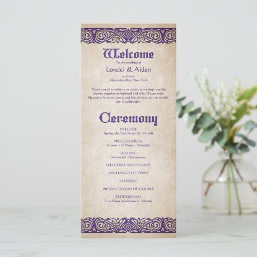 Schwerter Celtic Wedding Program (Stehend Vorderseite)