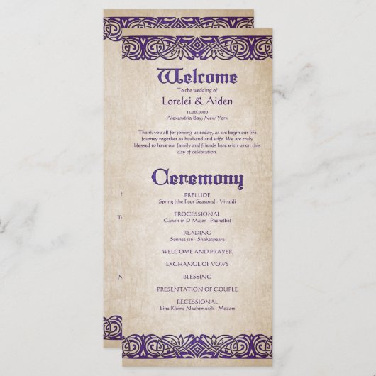 Schwerter Celtic Wedding Program (Vorne/Hinten)