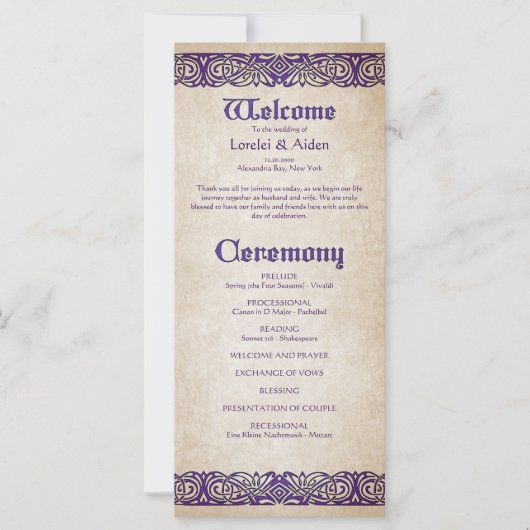 Schwerter Celtic Wedding Program (Vorderseite)