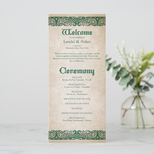 Schwerter Celtic Wedding Program (Stehend Vorderseite)