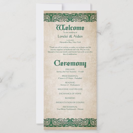 Schwerter Celtic Wedding Program (Vorderseite)
