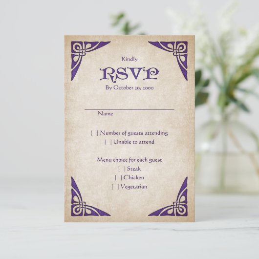Schwerter Celtic Wedding RSVP Karte (Stehend Vorderseite)
