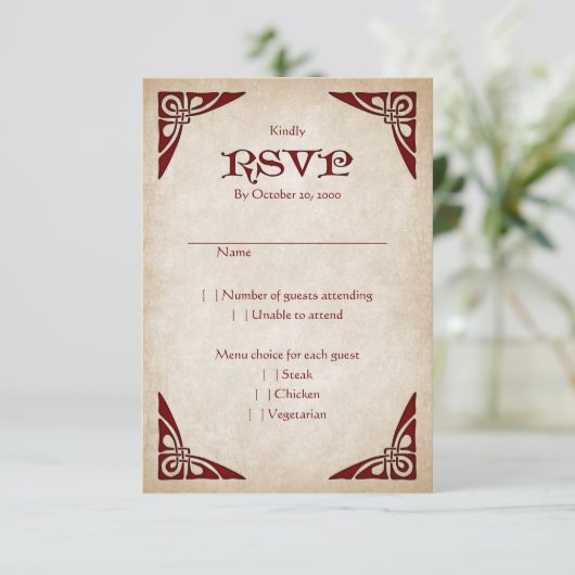 Schwerter Celtic Wedding RSVP Karte (Stehend Vorderseite)