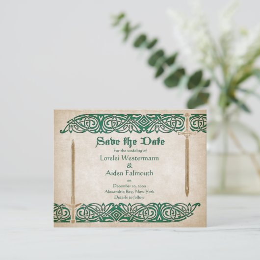 Schwerter Celtic Wedding Save The Date (Stehend Vorderseite)