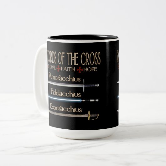 Schwerter der Dresdner Fans Zweifarbige Tasse (Vorderseite Links)