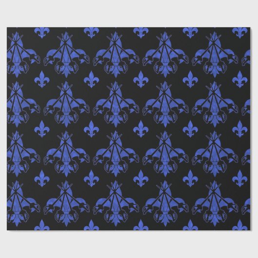 Schwerter für Musketeer Blue Wrapping Paper Geschenkpapier (Flach)