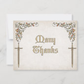 Schwerter Gamer Fantasy Wedding Dankeskarte (Vorderseite)