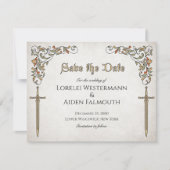 Schwerter Gamer Fantasy Wedding Dankeskarte (Vorderseite)