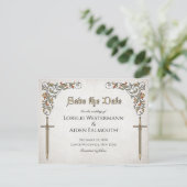 Schwerter Gamer Fantasy Wedding Dankeskarte (Stehend Vorderseite)