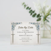 Schwerter Gamer Fantasy Wedding Dankeskarte (Stehend Vorderseite)