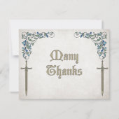 Schwerter Gamer Fantasy Wedding Dankeskarte (Vorderseite)