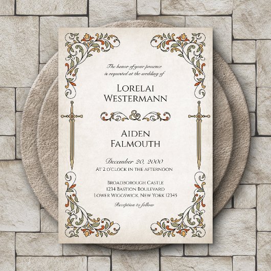 Schwerter Gamer Fantasy Wedding Einladung