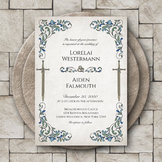 Schwerter Gamer Fantasy Wedding Einladung