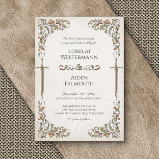 Schwerter Gamer Fantasy Wedding Einladung