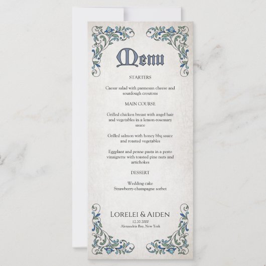 Schwerter Gamer Fantasy Wedding Menu (Vorderseite)
