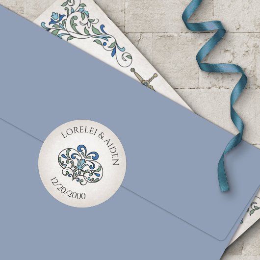 Schwerter Gamer Fantasy Wedding Runder Aufkleber