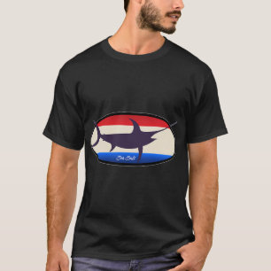 Schwertfisch Art Retro Rot Weiß und Blau T-Shirt