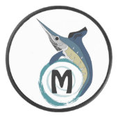 Schwertfisch Jumping Monogram Eishockey Puck (Vorderseite)
