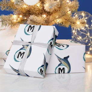 Schwertfisch Jumping Monogram Geschenkpapier