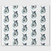 Schwertfisch Jumping Monogram Geschenkpapier (Flach)