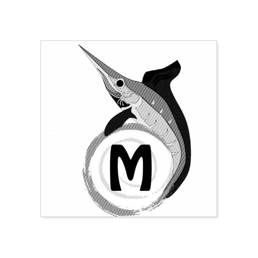Schwertfisch Jumping Monogram Gummistempel (Prägung)