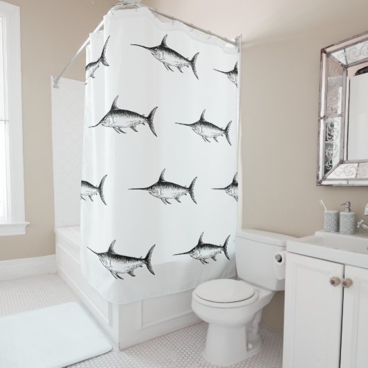 Schwertfisch Muster Duschvorhang (Beispiel)