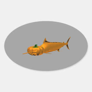 Schwertfisch Ovaler Aufkleber