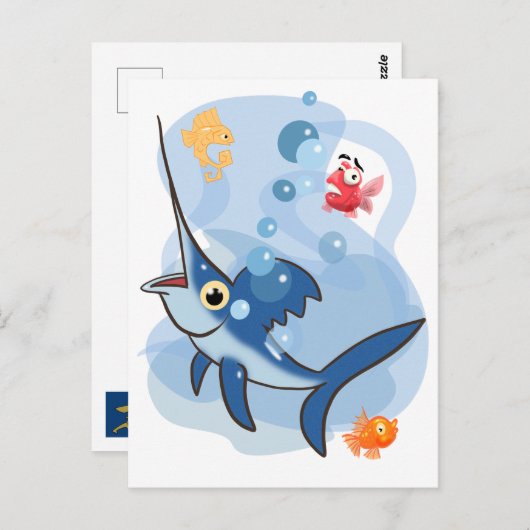 Schwertfisch Postkarte (Vorne/Hinten)