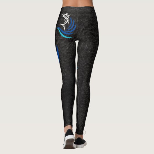 Schwertfisch Schwarze Leggings (Rückseite)