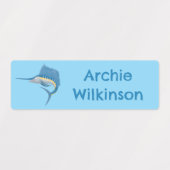 Schwertfisch Segelfisch Cartoon personalisiert Etiketten (Design 1)