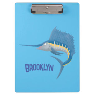 Schwertfisch Segelfisch lustige Cartoon-Illustrati Klemmbrett
