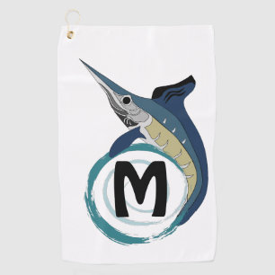 Schwertfisch-SpringMonogramm Golfhandtuch