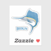 Schwertfischfisch Cartoon Illustration Aufkleber (Blatt)