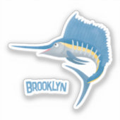 Schwertfischfisch Cartoon Illustration Aufkleber (Vorderseite)