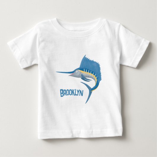 Schwertfischfisch Cartoon Illustration Baby T-shirt (Vorderseite)