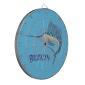 Schwertfischfisch Cartoon Illustration Dartscheibe (Vorderseite Links)