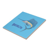 Schwertfischfisch Cartoon Illustration Fliese (Seite)