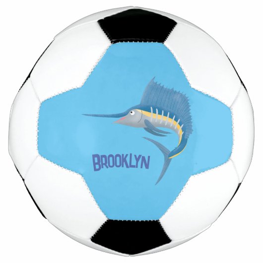 Schwertfischfisch Cartoon Illustration Fußball (Vorderseite)