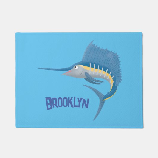Schwertfischfisch Cartoon Illustration Fußmatte (Vorderseite)