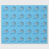 Schwertfischfisch Cartoon Illustration Geschenkpapier (Flach)