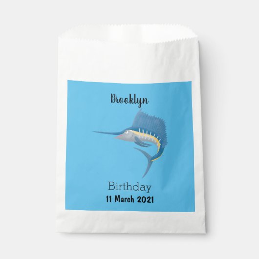 Schwertfischfisch Cartoon Illustration Geschenktütchen (Vorderseite)