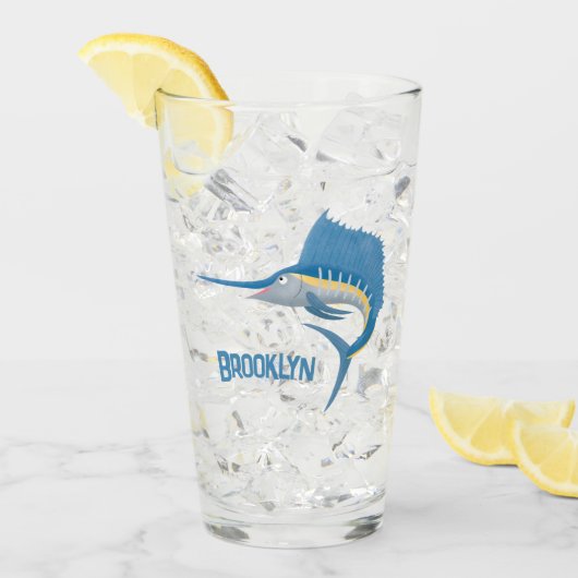 Schwertfischfisch Cartoon Illustration Glas (Vorderseite Ice)