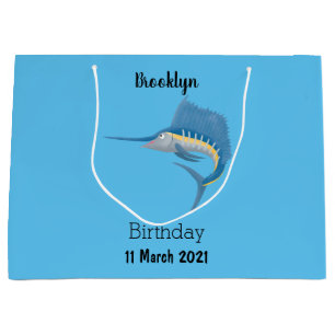 Schwertfischfisch Cartoon Illustration Große Geschenktüte