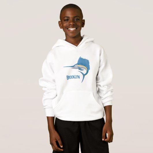 Schwertfischfisch Cartoon Illustration Hoodie (Vorne ganz)
