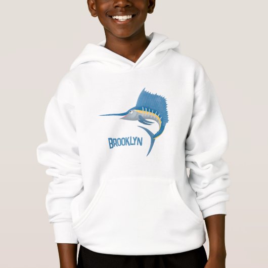 Schwertfischfisch Cartoon Illustration Hoodie (Vorderseite)