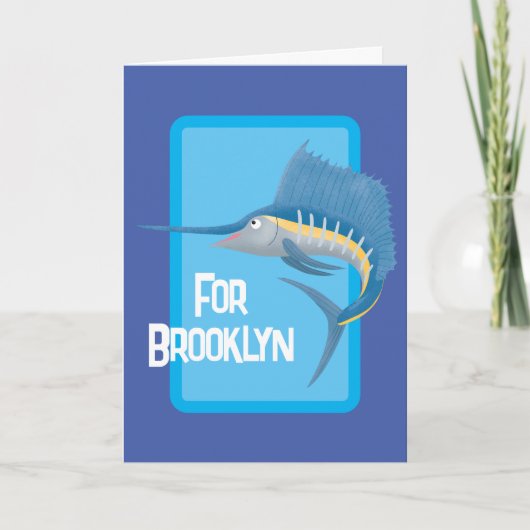 Schwertfischfisch Cartoon Illustration Karte (Vorderseite)