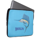 Schwertfischfisch Cartoon Illustration Laptopschutzhülle (Vorne Rechts)