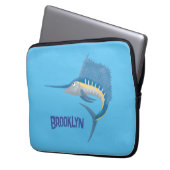Schwertfischfisch Cartoon Illustration Laptopschutzhülle (Vorderseite Links)