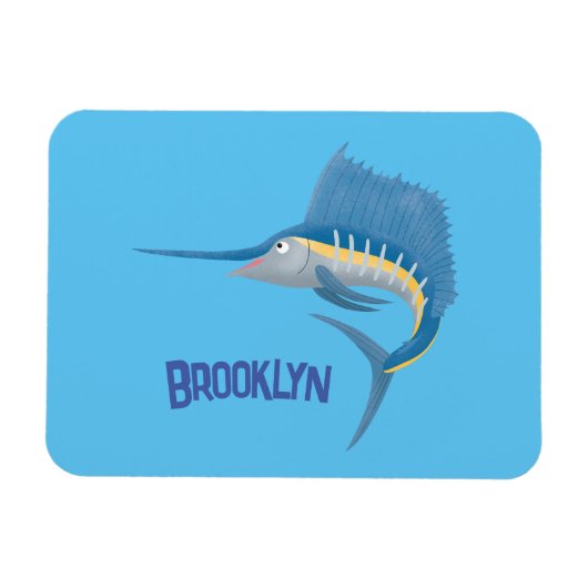 Schwertfischfisch Cartoon Illustration Magnet (Horizontal)