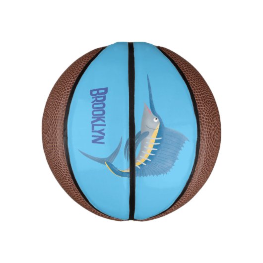 Schwertfischfisch Cartoon Illustration Mini Basketball (Vertikal)